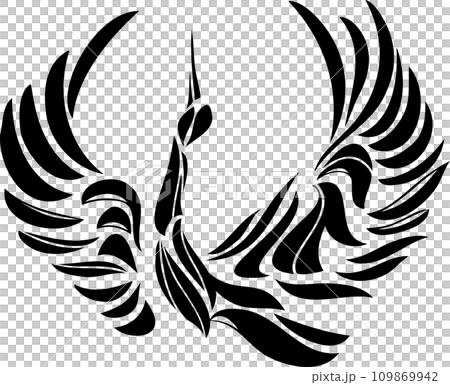 展開翅膀的起重機的簡單輪廓 展開翅膀的起重機的簡單輪廓 109869942