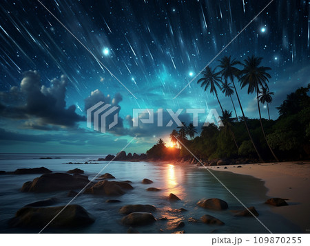 流れ星　彗星　イラスト 109870255