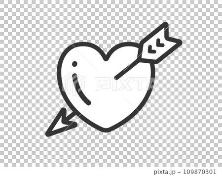 Illustration of a heart icon (line drawing) with an arrow stuck in it 109870301