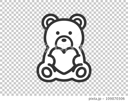 帶心的毛絨熊圖示（線條畫）的插圖 109870306