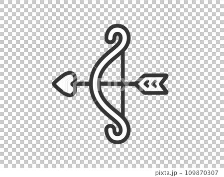 キューピットの弓矢のアイコン（線画）のイラスト 109870307
