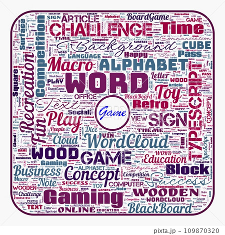 Word cloud of the G A M E as background 109870320