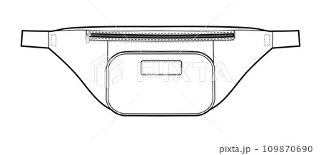 Bum silhouette bag. Fashion accessory technical illustration. Vector satchel front 3-4 view for Men, women Bum silhouette bag. Fashion accessory technical illustration. Vector satchel front 3-4 view for Men, women 109870690