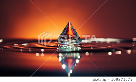 AI-generated content. A drop of water is sitting on top of a pool, AI 109871375