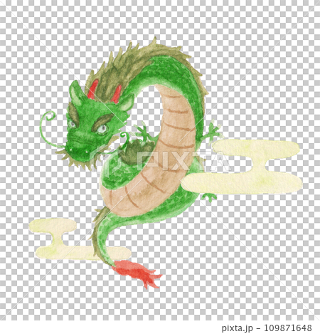 水彩絵の具で描いた龍のイラスト 109871648