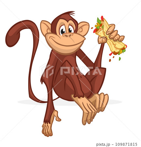 Cartoon monkey chimpanzee. Vector illustration of happy monkey character 109871815