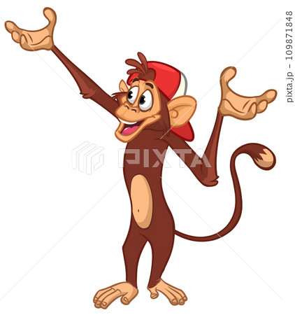 Cartoon monkey chimpanzee. Vector illustration of happy monkey character 109871848