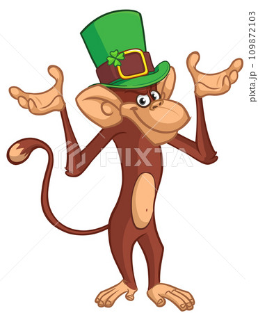 Cartoon monkey chimpanzee St.Patrick's Day 109872103