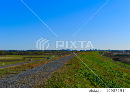 千葉県柏市利根川サイクリングロード右岸未舗装部分2023年12月 千葉県柏市利根川サイクリングロード右岸未舗装部分2023年12月 109872914