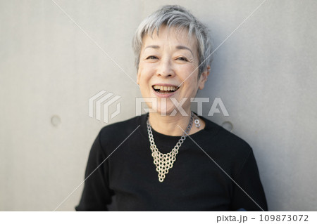 グレイヘアの上品な日本人女性 グレイヘアの上品な日本人女性 109873072