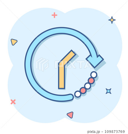 Clock icon in comic style. Watch cartoon vector illustration on white isolated background. Timer splash effect business concept. 109873769