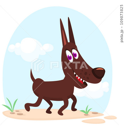 Cartoon funny guardian dog. Vector illustration Cartoon funny guardian dog. Vector illustration 109873825