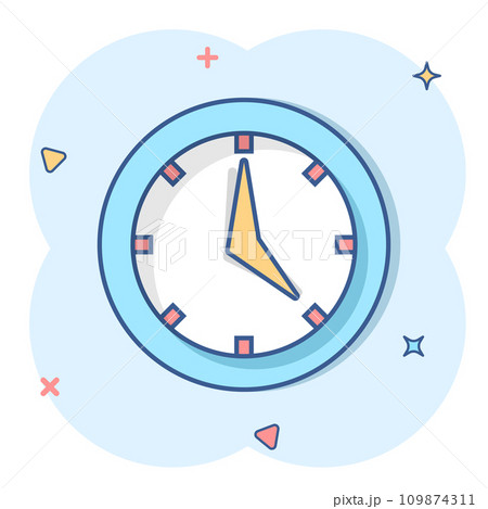 Real time icon in comic style. Clock vector...のイラスト素材 [109874311] - PIXTA