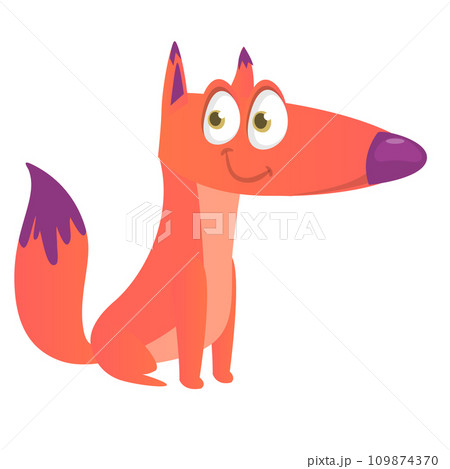 Illustration of cartoon very cute fox. Vector illustration isolated on white Illustration of cartoon very cute fox. Vector illustration isolated on white 109874370