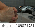 水道で手を洗う女性の手元 109874581