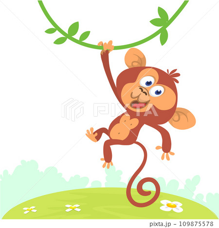 Cute cartoon monkey chimpanzee. Vector illustration isolated on white Cute cartoon monkey chimpanzee. Vector illustration isolated on white 109875578