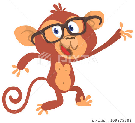 Cute cartoon monkey chimpanzee. Vector illustration isolated on white Cute cartoon monkey chimpanzee. Vector illustration isolated on white 109875582