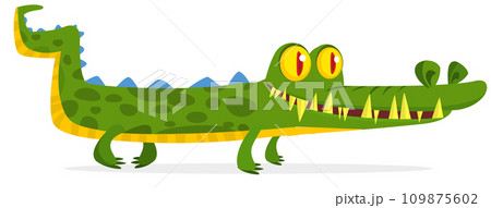 Cartoon crocodile character. Vector illustration isolated on white 109875602