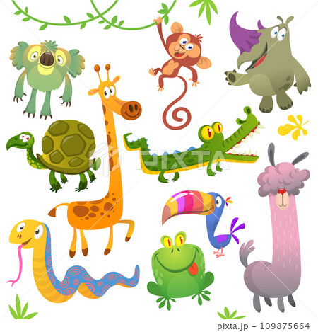 Cartoon animals set vector illustration. 109875664