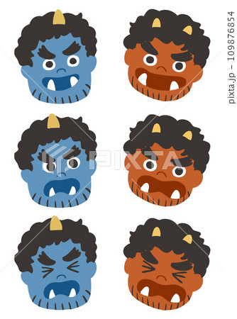 シンプルな鬼の顔ベクターセット 109876854