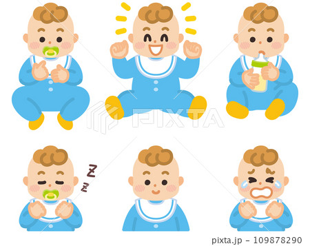 赤ちゃんの表情イラストセット 赤ちゃんの表情イラストセット 109878290
