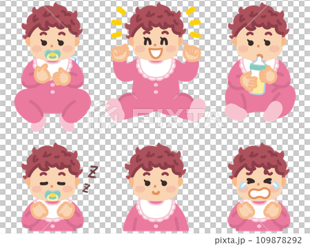 赤ちゃんの表情イラストセット 赤ちゃんの表情イラストセット 109878292
