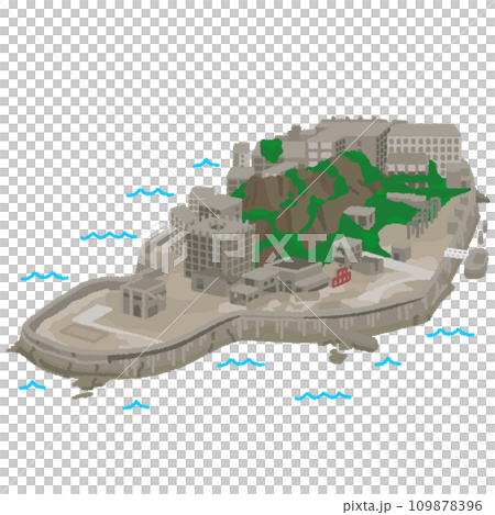 軍艦島のイラスト 109878396