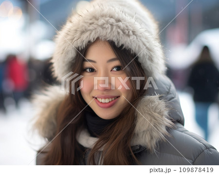 スノーボードに来た女性　スキー場　ゲレンデ 109878419