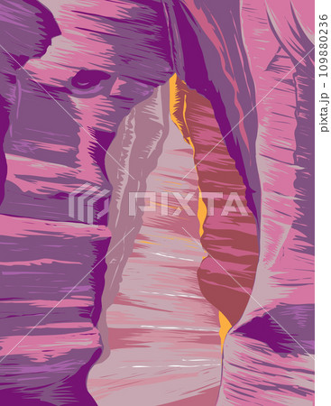 Upper Antelope Canyon in Lake Powell Navajo Tribal Park Arizona WPA Poster Art 109880236