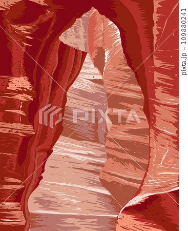 Sitting Bear in Upper Antelope Canyon in Lake Powell Navajo Tribal Park Arizona WPA Poster Art 109880241