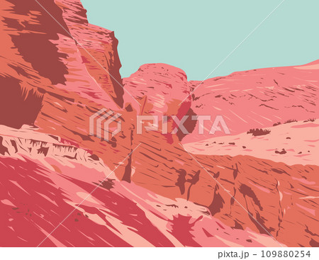Back of Upper Antelope Canyon in Lechee Arizona WPA Poster Art 109880254