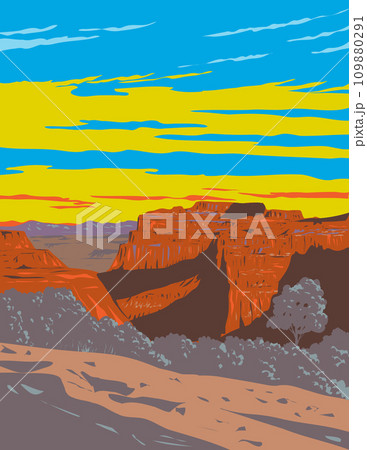 Canyonlands National Park in Moab Utah WPA Poster Art Canyonlands National Park in Moab Utah WPA Poster Art 109880291