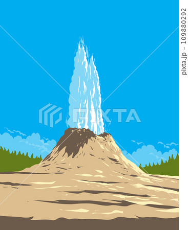 Castle Geyser in Upper Geyser Basin of Yellowstone National Park Wyoming WPA Poster Art Castle Geyser in Upper Geyser Basin of Yellowstone National Park Wyoming WPA Poster Art 109880292