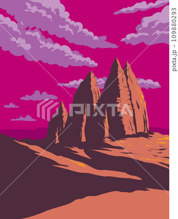 Cathedral Valley Loop within Capitol Reef National Park Utah WPA Poster Art 109880293