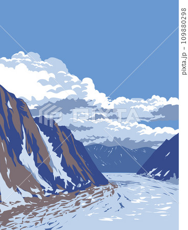 Ruth Glacier in Denali National Park in Alaska WPA Poster Art 109880298