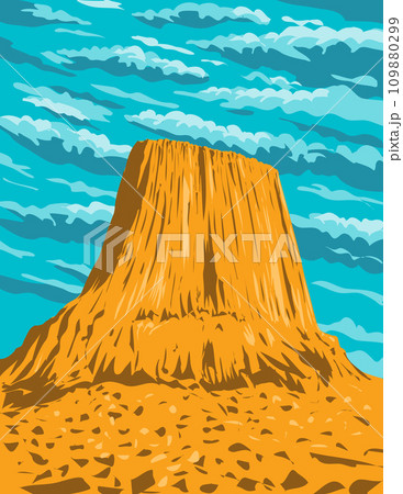 Devils Tower in Bear Lodge Ranger District Wyoming WPA Poster Art 109880299