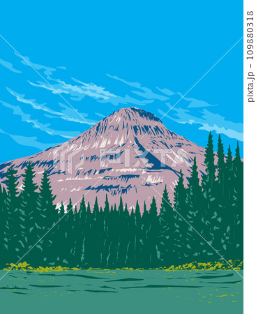 Glacier National Park in the Rocky Mountains of Montana USA WPA Poster Art 109880318