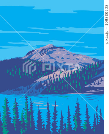 Lake Helen in Lassen Volcanic National Park Northern California USA WPA Poster Art 109880338