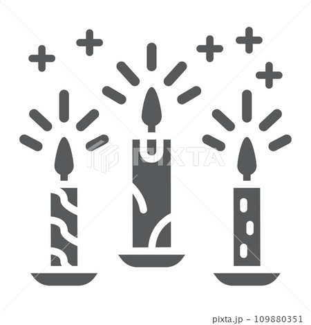 Christmas candle glyph icon, christmas and decor, candlelight sign, vector graphics, a solid pattern on a white background. 109880351