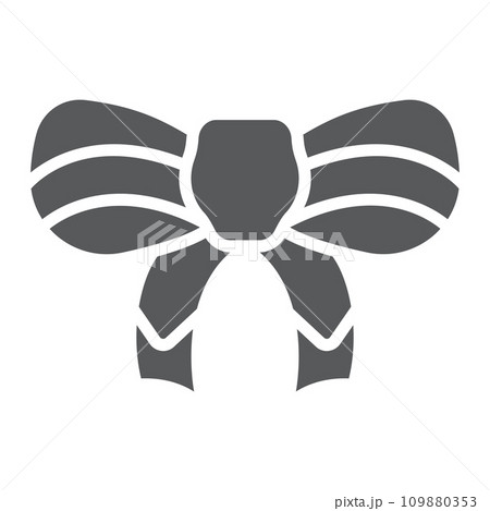 Festive bow glyph icon, christmas and decor, knot sign, vector graphics, a solid pattern on a white background. 109880353