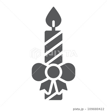 Christmas candle glyph icon, christmas and decor, candlelight sign, vector graphics, a solid pattern on a white background. 109880422