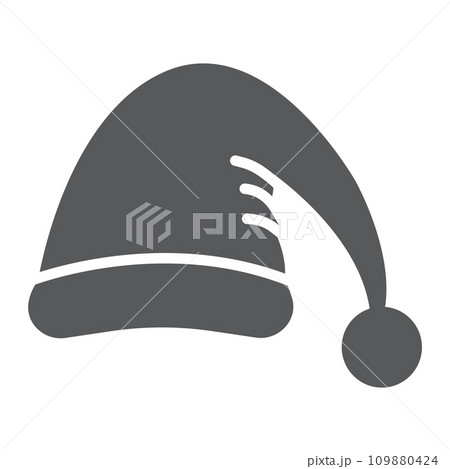 Santas hat glyph icon, costume and new year, santa claus cap sign, vector graphics, a solid pattern on a white background. 109880424