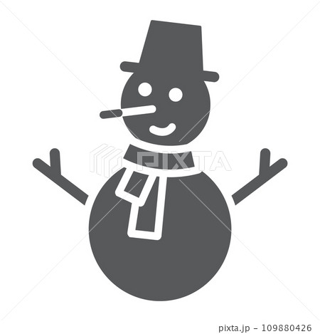 Snowman glyph icon, christmas and winter, snow sign, vector graphics, a solid pattern on a white background. Snowman glyph icon, christmas and winter, snow sign, vector graphics, a solid pattern on a white background. 109880426