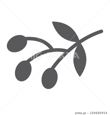 Olives glyph icon, food and vegetable, olive branch sign, vector graphics, a solid pattern on a white backgrond. Olives glyph icon, food and vegetable, olive branch sign, vector graphics, a solid pattern on a white backgrond. 109880454