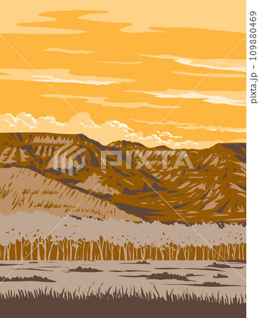 Theodore Roosevelt National Park in Southwest North Dakota USA WPA Poster Art 109880469