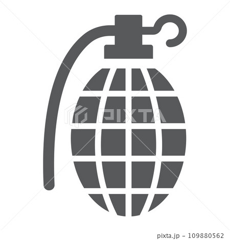 Grenade glyph icon, army and military, hand bomb sign, vector graphics, a solid pattern on a white background. 109880562