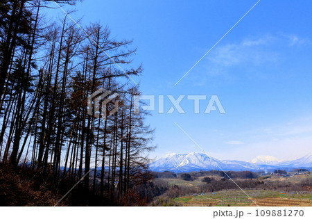 4月の北信五岳　　　信州の山々　　　冠雪の北信五岳 109881270