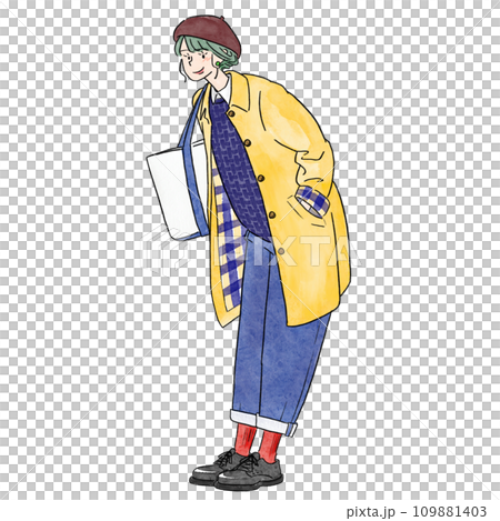 女人穿著貝雷帽 女人穿著貝雷帽 109881403