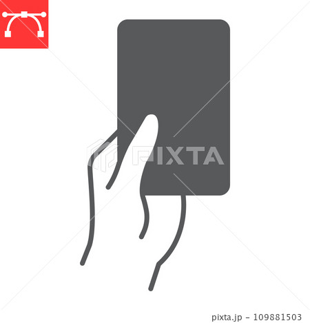 Referee card glyph icon, sport and judge, hand holding card vector icon, vector graphics, editable stroke solid sign, eps 10. 109881503