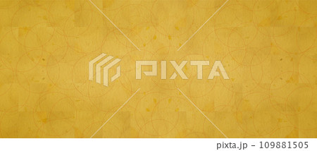 日本伝統の金の和紙素材に丸型デザインのワイド背景素材 109881505